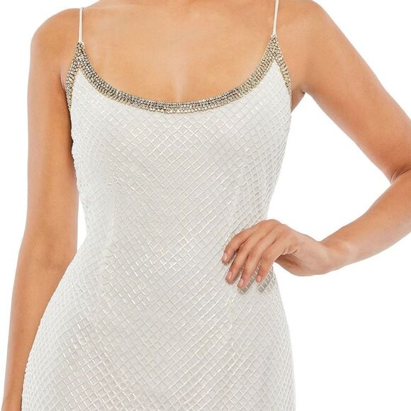 NWT MACDUGGAL fully beaded rhinestone column gown Size 2 - Picture 4 of 14